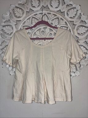We The Free Cream Short Sleeve Peplum Tee